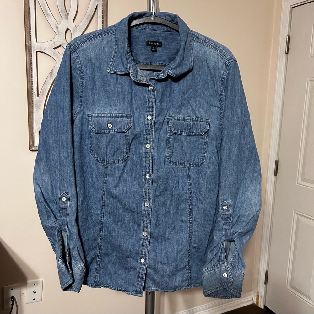 Talbots Blue Denim Button Down Shirt